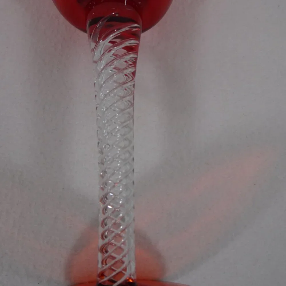 Blenko Vintage Air Twist Red Goblet Vase #489 Large 13